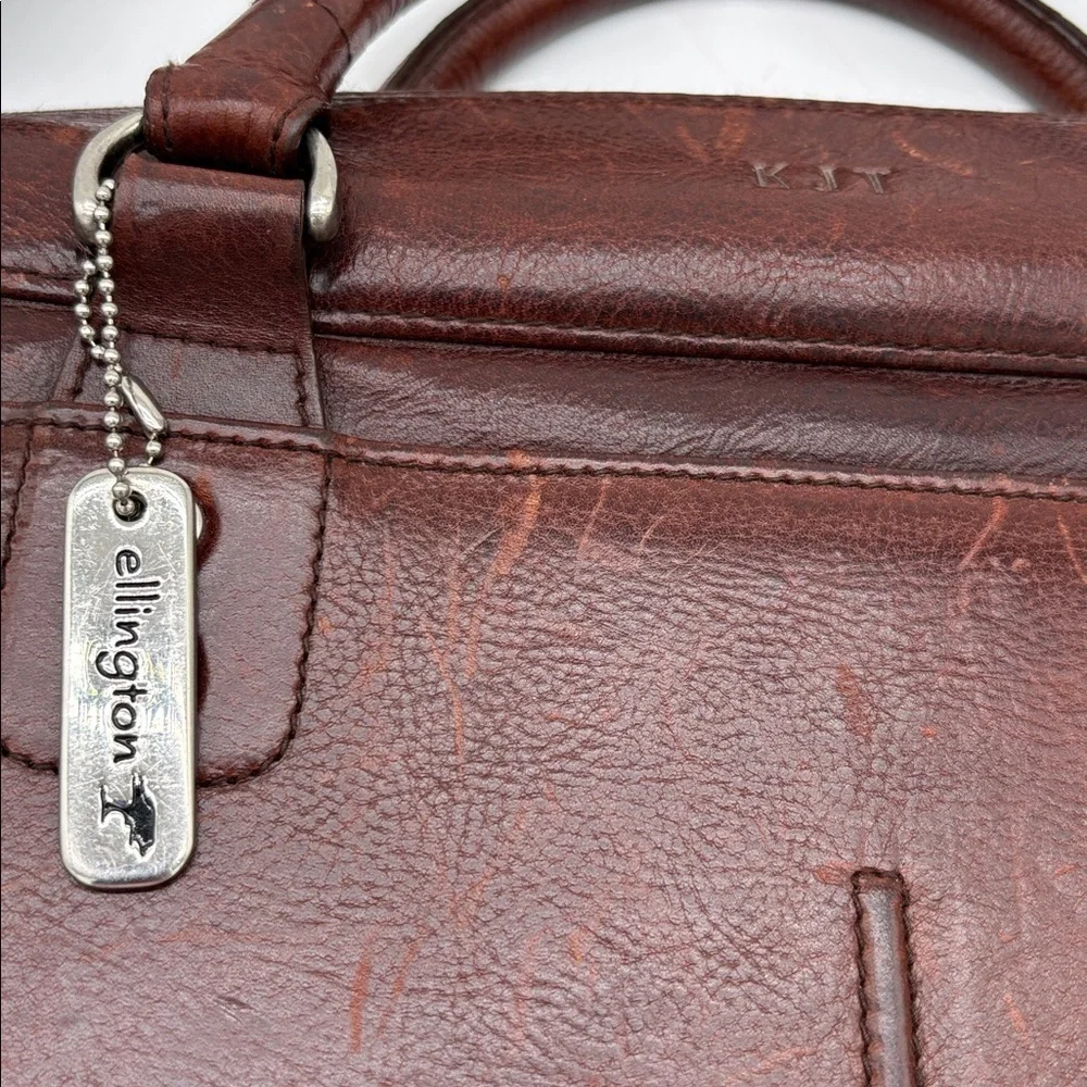 Ellington Brown Leather Attaché Briefcase Messenger Bag BLEMISH